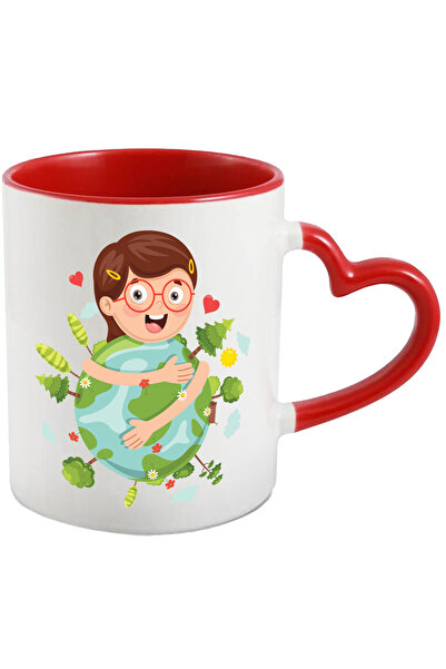 StoryGift Romania Cana Cu Planeta, Copil, Inimi, Brazi, Copaci, Flori, Nori, ...