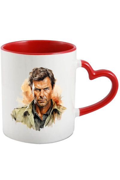 StoryGift Romania Cana Cu Clint Eastwood, Actor Celebru, Filme, Hollywood, Multicolor 330 Ml, Cera, Cu Maner Inim Stg