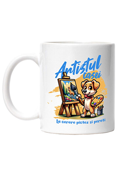 StoryGift Romania Cana Cu Caine Artist Tablou Canvas Text Artistul Casei La C...