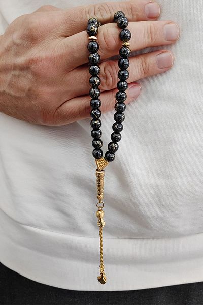 Chavin 8 mm Hematite Stone Natural Stone Rosary Ey08