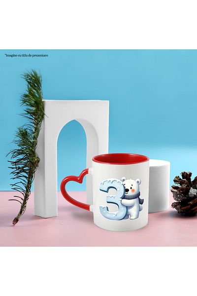StoryGift Romania Cana Cu Un Urs Polar Care Sta Langa Cifra "3" | Ilustratie | Scoala | Elevi | Ma, Cu ,stg