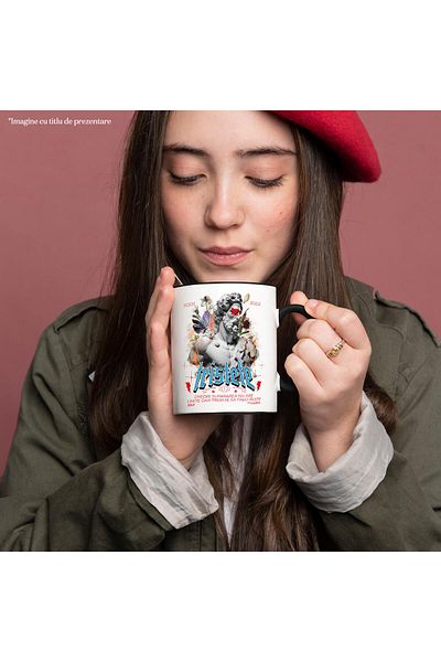 StoryGift Romania Mug with Bust of a Man with a Beard and Long Hair Text Sadness Sometimes Anger Has No Limits, With ,STG