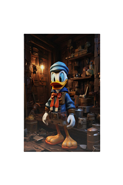 StoryGift Romania Tablou Canvas: Disney Donald Duck Ratusca In Garajul Bunicului Cu Obiecte Vechi Si Sapca Albas