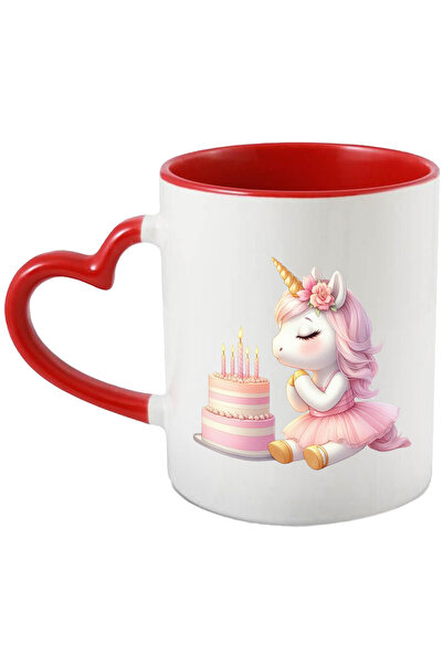 StoryGift Romania Cana cu un unicorn la aniversare, ilustratie, tort, lumanar...