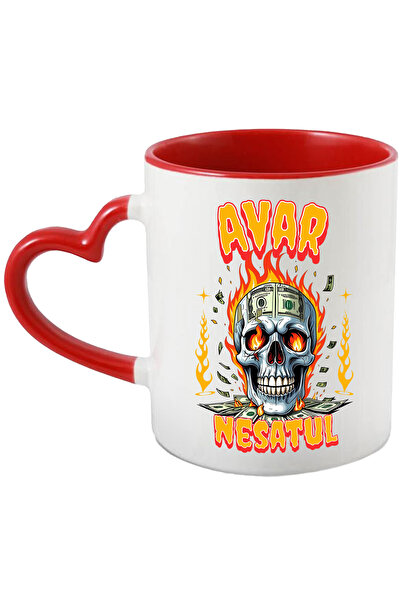 StoryGift Romania Cana Craniu Om In Flacari Cu Bancnote Avar Nesatul, 330ml, ...