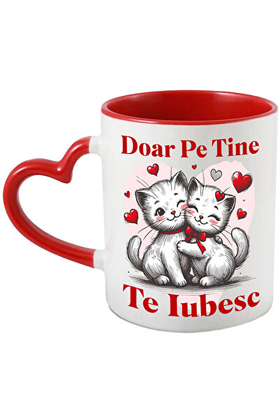StoryGift Romania Cana Cu Cuplu Pisici Albe Indragostite Text Romantic Doar P...