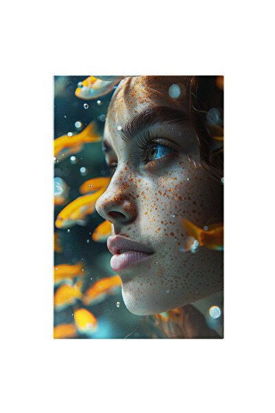 StoryGift Romania Tablou Canvas Pistruii Sub Apa, Tanara Roscata Cu Pistrui S...