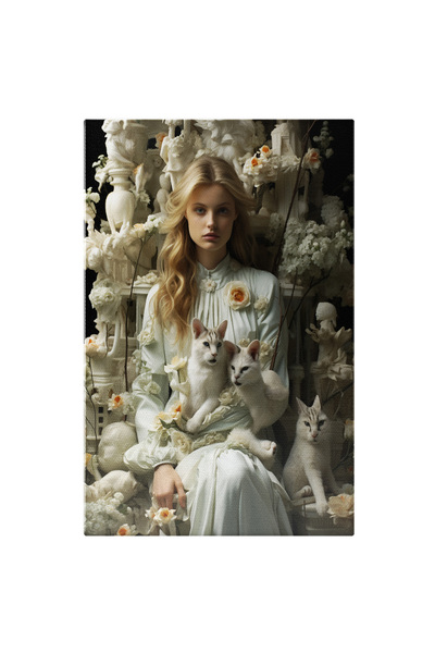 StoryGift Romania Tablou Canvas: O Fata Care Tine Niste Pisici In Poala - Ope...