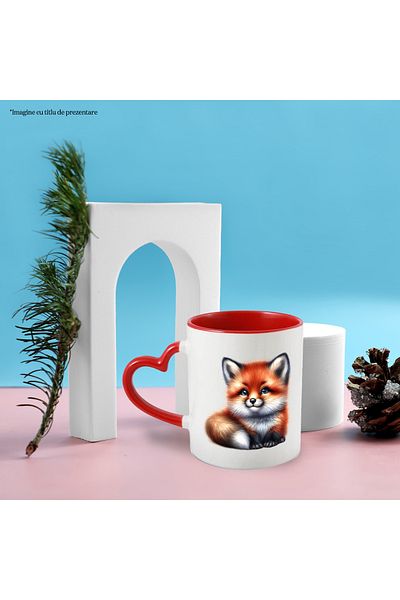 StoryGift Romania Mug with a playful fox cub | illustration | good | cheerful | wild animal, With ,STG