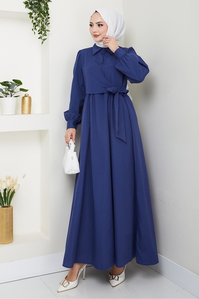 Bestenur Φόρεμα Reyel Cross Tie 1464 - Navy Blue