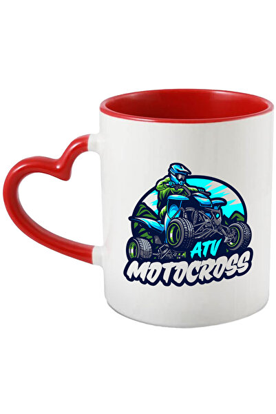 StoryGift Romania Cana Cu Mesaj Atv Motocross, Casca, Munte, Cer, Sport, Multicolor 330 Ml, Cerami, Cu Maner Inim Stg