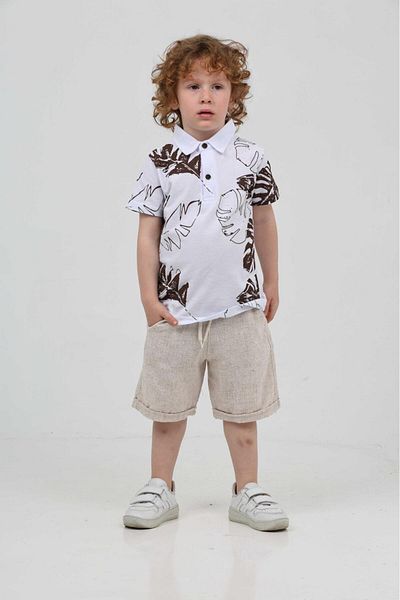 chacharon Boy's Polo Collar Shorts Suit for Boys