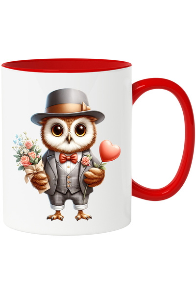 StoryGift Romania Cana Cu O Bufnita Care Tine Un Buchet Cu Flori Si O Floare ...