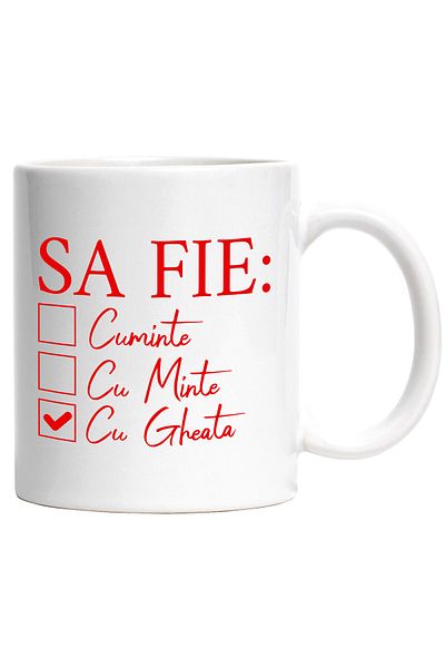 StoryGift Romania Cana Cu Lista Cerinte Haioasa Text Sa Fie Cuminte Cu Minte Cu Gheata Alcool, Dis, Cu Maner Alb Stg