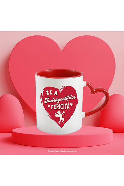 StoryGift Romania Happy Valentine's Day mug, couple love cupid, 330ml, Ceramic with Mane, With,STG.