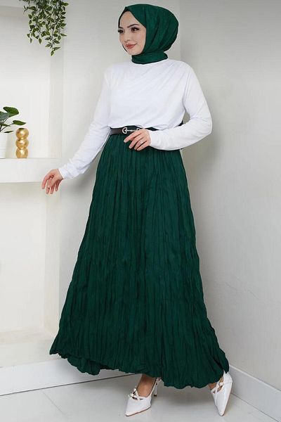 moda armanc Γυναικεία Μακρυά Φούστα Hijab με ζάρωμα