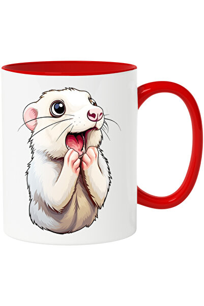 StoryGift Romania Cana Cu Un Soricel Socat | Ilustratie | Uimit | A Ramas Cu Gura Cascata | Tremur, Cu Maner Rosu Stg