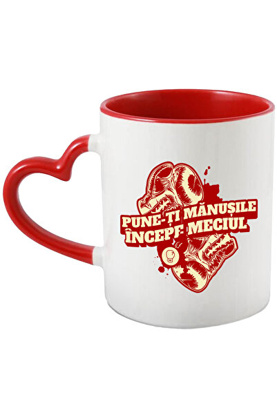 StoryGift Romania Cana Manusi De Box Joc De Contact Pune-ti Manusile, 330ml, Ceramica Cu Maner Ini, Cu Maner Inim Stg