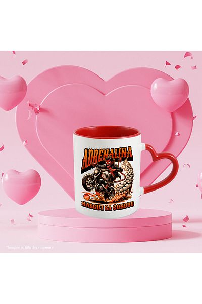 StoryGift Romania Cana Cu Diavol Cu Coarne Si Coada Pe Motocicleta Viteza Cursa Adrenalina Mesaj N, Cu ,stg