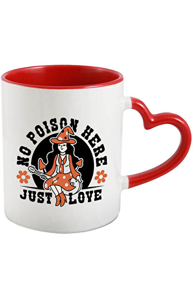 StoryGift Romania Cana Cu Mesaj In Engleza N Poison Here Just Love, Vrajitoare, Multicolor 330 Ml, Cu Maner Inim Stg