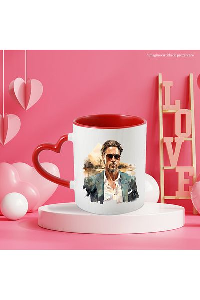 StoryGift Romania Mug With Brad Pitt, Famous Actor, Sunglasses, Multicolor 330 ml, Ceramic, With ,STG