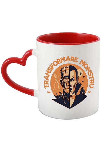 StoryGift Romania Vampire And Monster Hallowen Mug, Monster Transformation Text, Ceramic, 330ML, , With ,STG