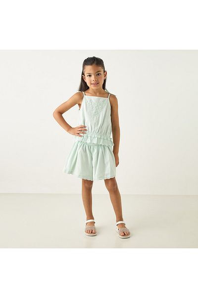 ELIGO Embroidered Sleeveless Top and Skort Set