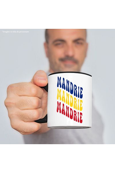 StoryGift Romania Mug The Word Pride, in the Colors of the Romanian Flag, Red, Yellow, Blue, T, With, STG
