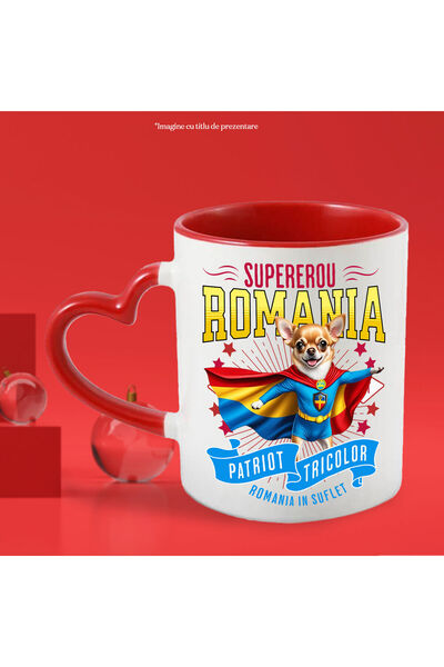 StoryGift Romania Chihuahua Dog Mug in Captain Romania Costume with Cape, Night Hero, , With