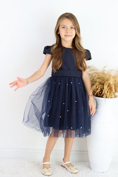 FESSHERA 🌟   Jacquard Fabric with Pearl Embroidered Tulle Skirt Bow Girls' Evening Dress 🌟