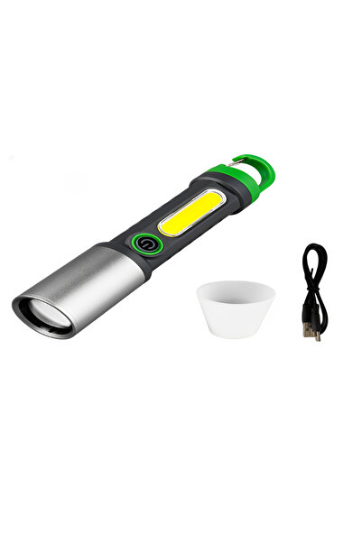 Generic Multifunctional Zoom LED Flashlight With White Laser Wick & COB