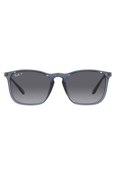 Ray-Ban Ochelari de soare polarizați Chris pentru femei rb4187 6592/t3, albaștri, dreptunghiulari, 54 mm