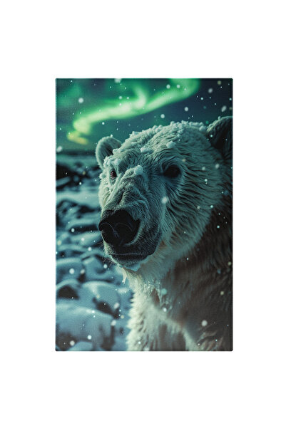 StoryGift Romania Tablou Canvas: Urs Polar Alb Care Se Plimba Pe Zapada Cu Pr...