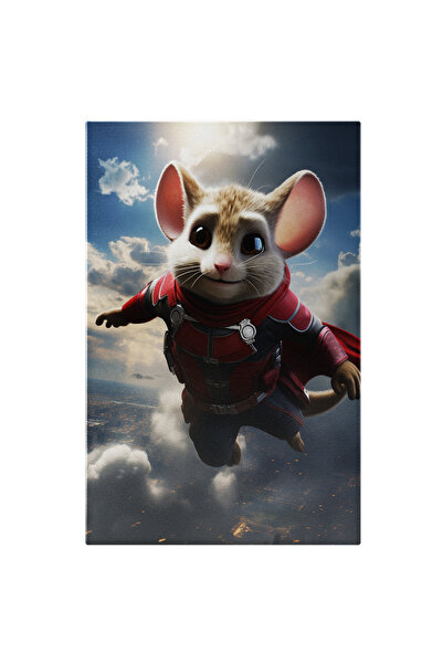 StoryGift Romania Tablou Canvas: Soricelul Supererou Zburator Cu Pelerina Ros...