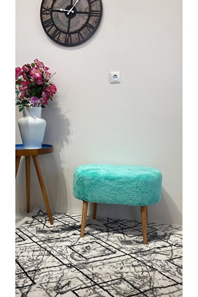 Edam Oval Bench Puf Ahşap Ayaklı Geniş Oturum Alanlı