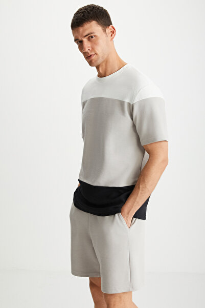 GRIMELANGE Ανδρικό μπλουζάκι Karnox με στρογγυλή λαιμόκοψη κοντό μανίκι κανονική εφαρμογή εκρού/μπεζ/μαύρο