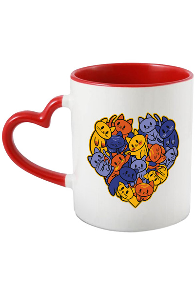 StoryGift Romania Cana Cu Pisici, Inima, Animale, Dungi, Iubire, Mustati, Mul...