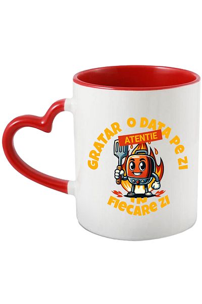 StoryGift Romania Cana Iubitorii De Gratar O Dat Ape Zi In Fiecare Zi, 330ml, Ceramica Cu Maner In, Cu Maner Inim Stg