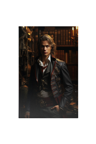 StoryGift Romania Tablou Canvas: Contele Vampir Blond, Lumanare, Guler, Intun...