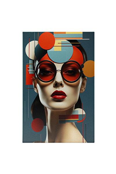 StoryGift Romania Tablou Canvas: Femeie Palida Cu Buze Rosii - Ochelari Forme...