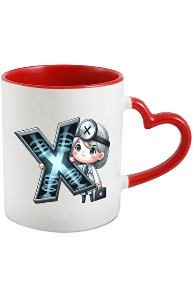 StoryGift Romania Cana Cu O Femeie Care Se Ocupa Cu Efectuarea Radiografiilor | Tine Litera "x" | , Cu Maner Inim Stg