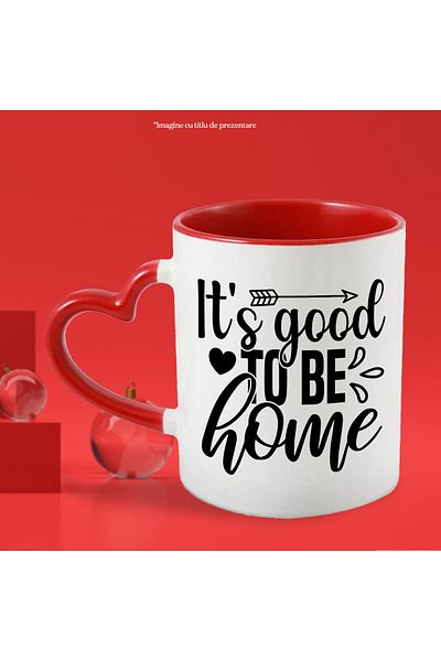 StoryGift Romania The mug for those who feel good that they have finally arrived home with the Heart Handle Ro, Cu, STG.