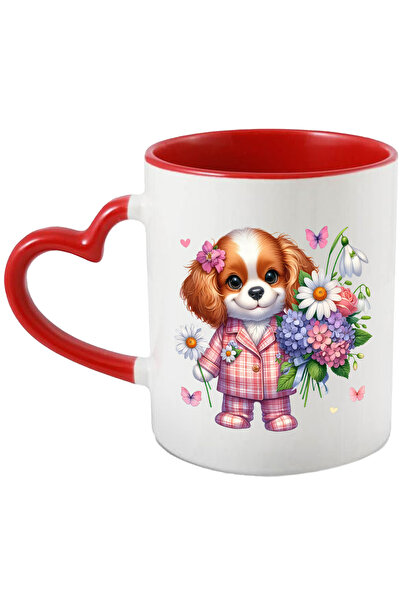 StoryGift Romania Cana cu un catel la costum | ilustratie | tine un buchet cu...