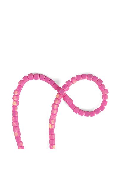 Prestij Boncuk 5 mm Cube Model Fimo Pink Color over Pearlescent Glitter Pink Fimo Beads String Polymer Clay 40 cm