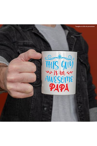 StoryGift Romania Mug for an appreciated and respected father with the message "This guy is an awesome pap, With ,STG .