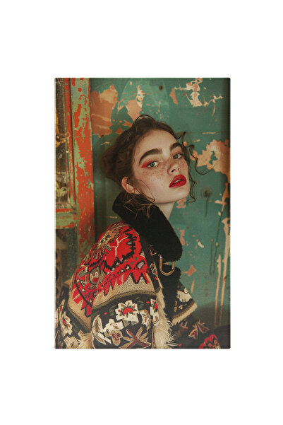 StoryGift Romania Tablou Canvas Ținută Cu Motive Tradiționale Rusești - Machi...