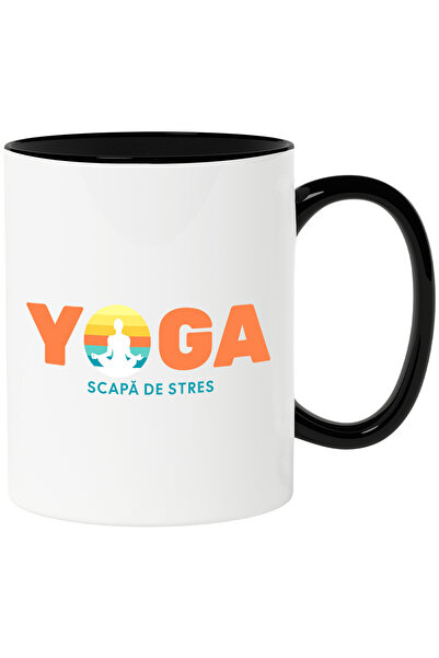 StoryGift Romania Cana Yoga Scapa De Stres Om In Pozitie De Yoga, 330ml, Cera...