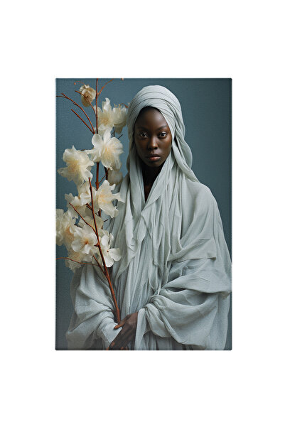 StoryGift Romania Tablou Canvas: Fotografie Cu O Femeie Afro - Ramura Cu Flor...
