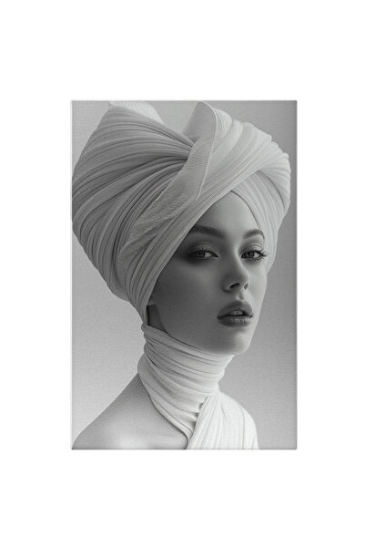 StoryGift Romania Tablou Canvas Profunzimea Tabloului În Alb Femeia Cu Turban...