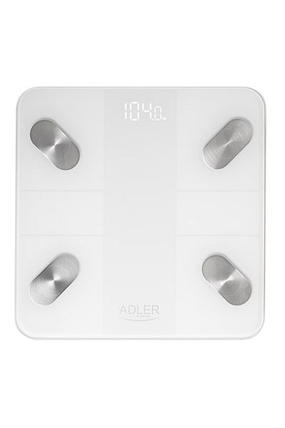 adler Cântar inteligent pentru corp, analiză cu 18 parametri, LED, 180 kg, 28 x 28 cm, Bluetooth